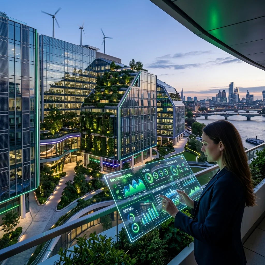 Sustainability and ESG transformation — modern sustainable architecture